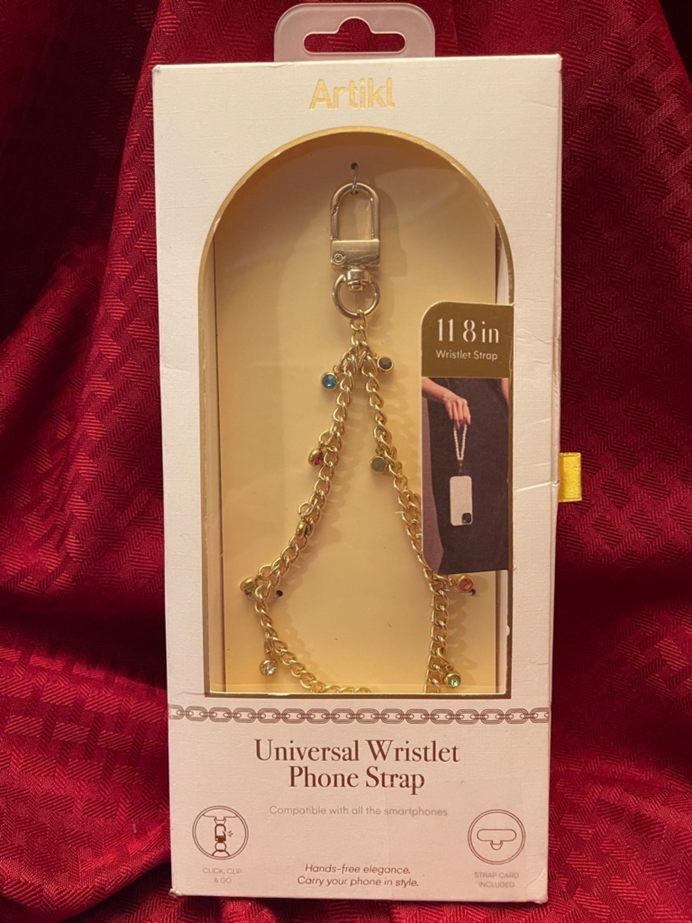 Artikl Gold Chain Wristlet Phone Strap with Multicolor Accents